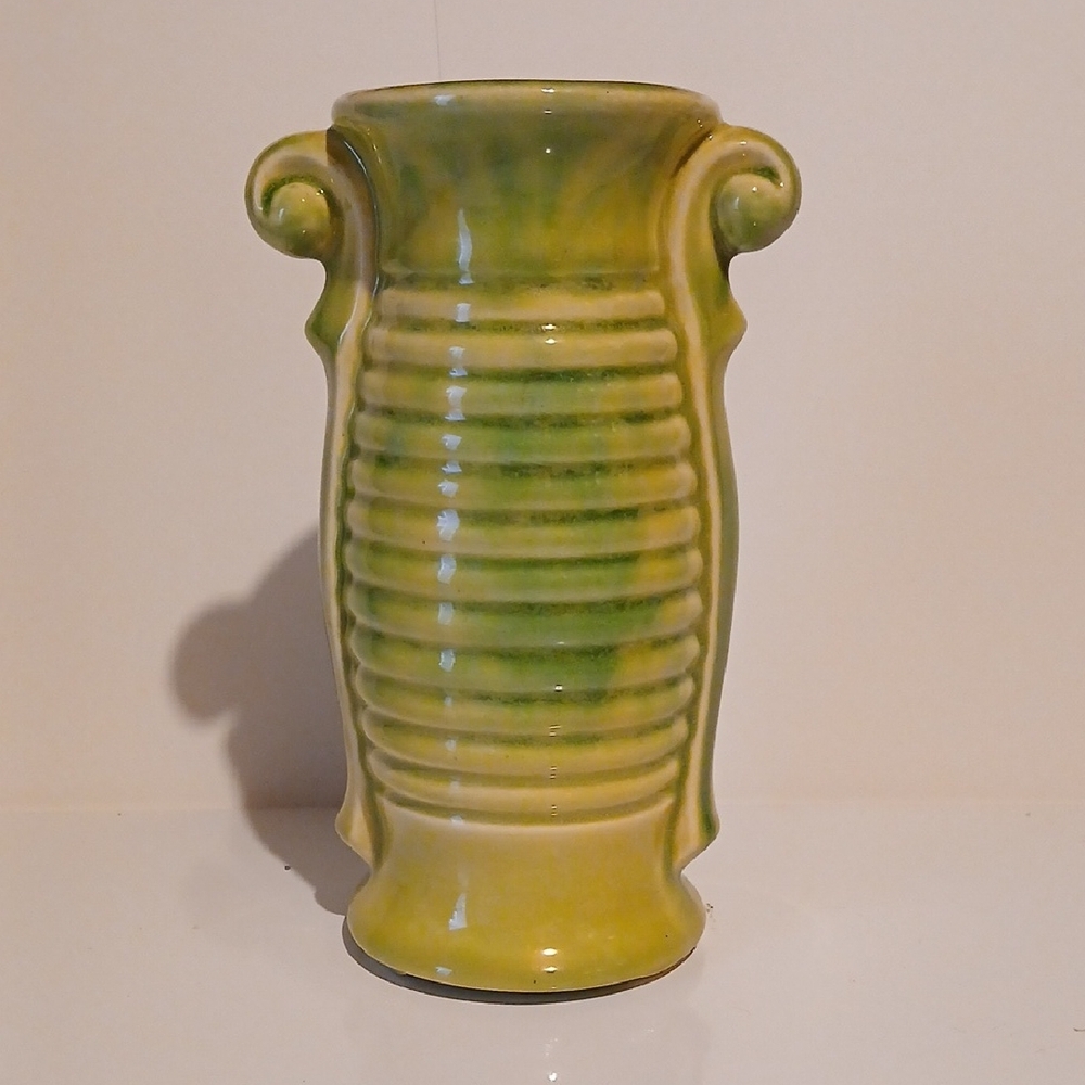 Elegant Green and Yellow Ceramic Vase